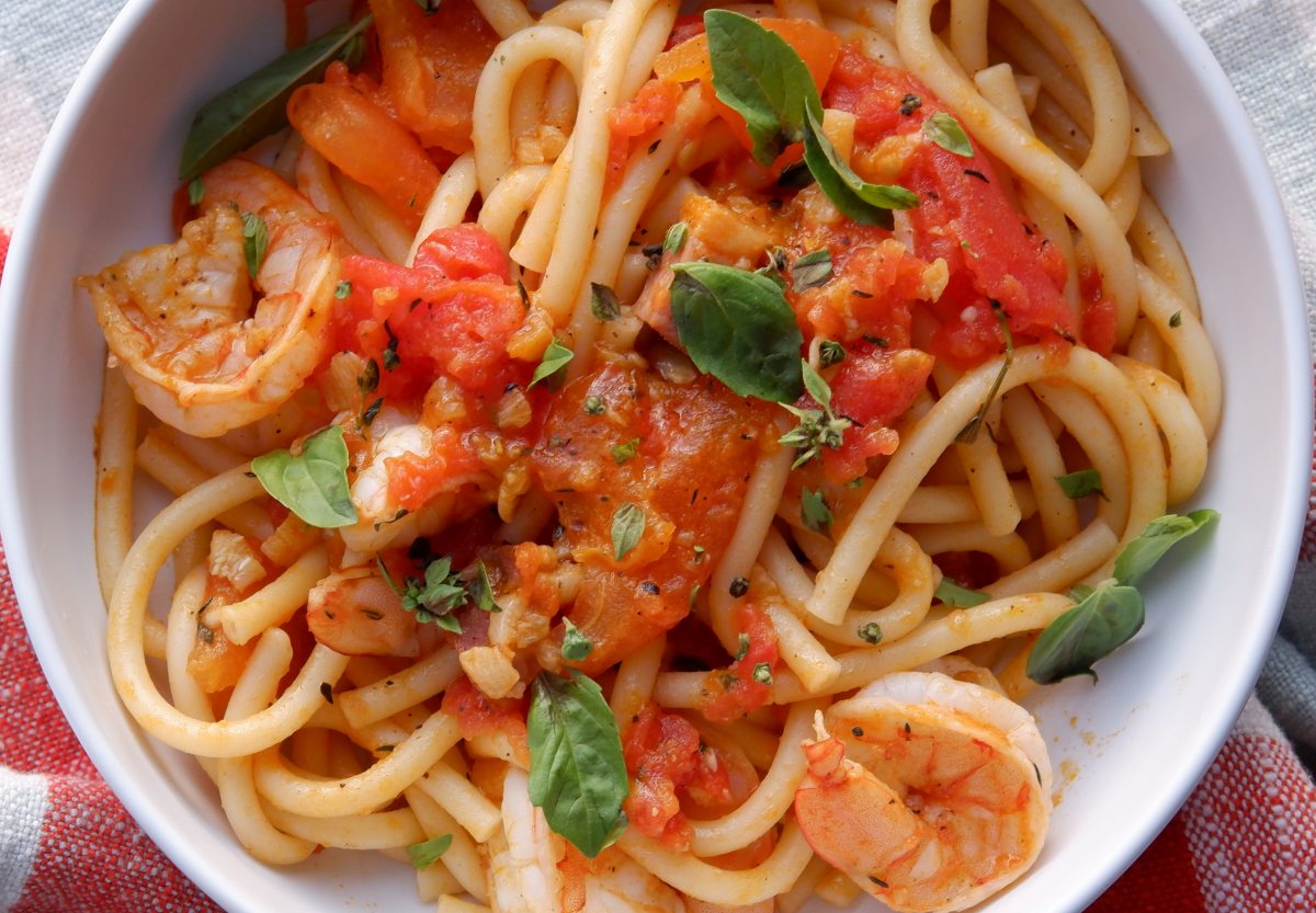 recette italienne de spaghettis aux crevettes