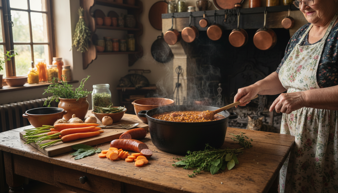 découvrez comment préparer les saucisses aux lentilles grâce à la recette traditionnelle de ma grand-mère, un plat savoureux et authentique qui réchauffe les cœurs.