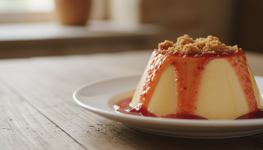 découvrez notre savoureux blanc-manger aux abricots parfumés aux épices aromatiques, une douceur délicate et fruitée qui ravira vos papilles.