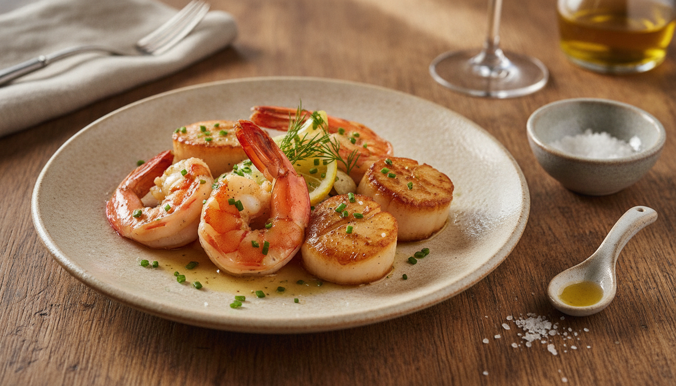 découvrez les secrets gourmands de roger bitoune avec des recettes savoureuses mettant en vedette gambas et saint-jacques pour un repas raffiné et élégant.
