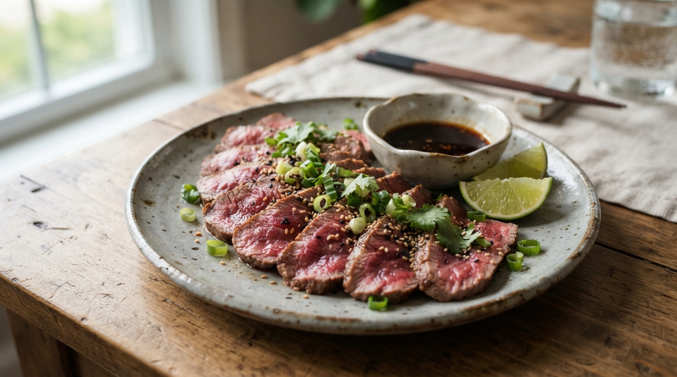 découvrez le tataki de bœuf : une marinade parfumée et une cuisson éclair pour obtenir une viande tendre, savoureuse et pleine de caractère.